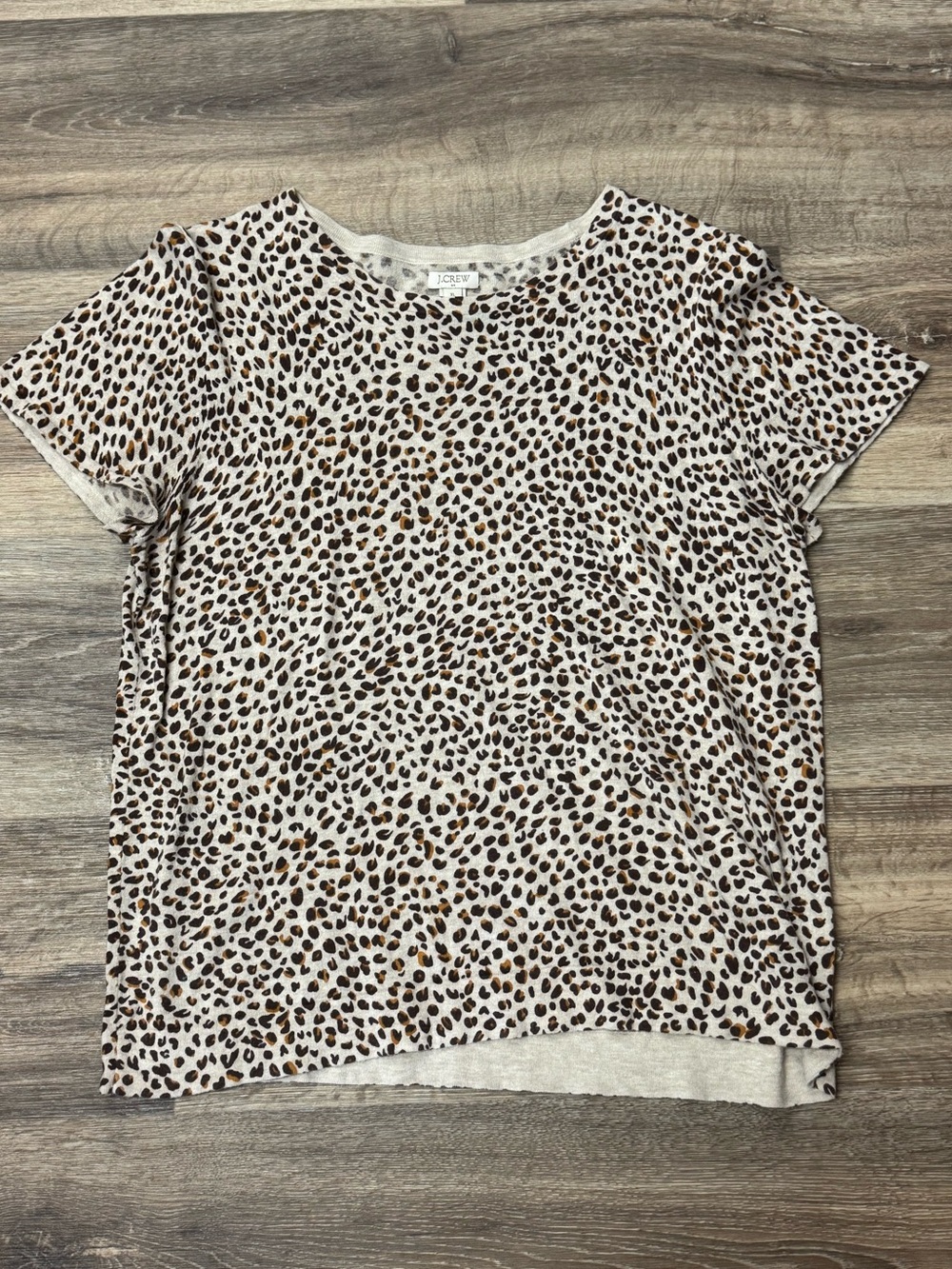 J. Crew Leopard Print Cotton Tee Shirt Women’s XL